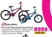 Raleigh 16" Or 20" Boys/ Girls Eclipse Bicycle-Each
