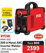 Ryobi 200A Metal ARC Inverter Welder MMA-200 357096-Each