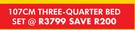 Sleepmaster 107cm Three-Quarter Bed Set