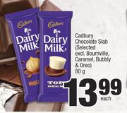 Cadbury Chocolate Slab(Selected Excl.Bournville,Caramel,Bubbly & Oreo)-80g Each