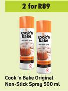 Cook 'n Bake Original Non Stick Spray-For 2 x 500ml