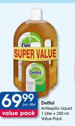 Dettol Antiseptic Liquid 1Litre + 250ml Value Pack-Per Offer