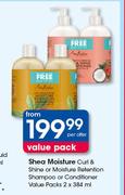 Shea Moisture Curl & Shine Or Moisture Retention Shampoo Or Conditioner Value Pack-2x384ml Per Offer