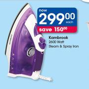 Kambrook 2600Watt Steam & Spray Iron-Each
