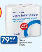 CLicks 2 Ply Toilet Paper 18 Rolls-Per Pack