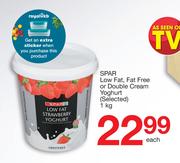 Spar Low Fat, Fat Free Or Double Cream Yoghurt-1kg Each