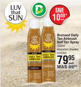 Luv That Sun Bronzed Daily Tan Airbrush Self Tan Spray Assorted Shades-150ml Each