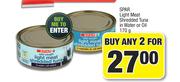 Spar Light Meat Shredded Tuna In Water Or Oil-For Any 2 x 170g