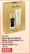 Monteil Royal Secret Gift Set Spray Concentrate 50ml Plus Free Hand Cream 75ml-Each