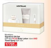Montblanc Signature Gift Set EDP 90ml Plus Body Lotion 100ml & Travel Spray EDP 7.5ml-Per Set