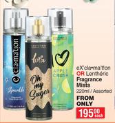 Exclamation Or Lentheric Fragrance Mists Assorted-220ml Each