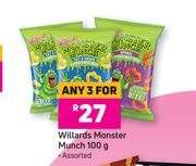 Willards Monster Munch (Assorted)-For Any 3 x 100g