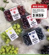 Black, White, Red & Red Globe Grape Punnets-For 3