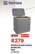 Sensea 60L Scandi Laundry Basket Grey 81469326