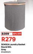 Sensea 60L Laundry Basket Round grey 81469325