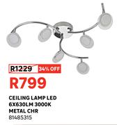 Ceiling Lamp LED 6 x 630lm 3000K Metal CHR 81485315