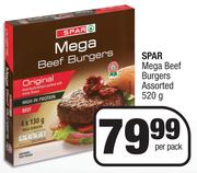 Spar Mega Beef Burgers Assorted-520g Per Pack