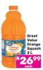 Great Value Orange Squash-2Ltr Each
