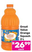 Great Value Orange Squash-2Ltr Each