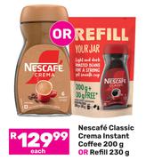 Nescafe Classic Crema Instant Coffee 200gm Or Refill 230gm-Each