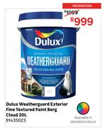 Dulux 20L Weatherguard Exterior Fine Textured Paint Berg Cloud 81435023