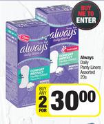 Always Daily Panty Liners Assorted-For 2 x 20s