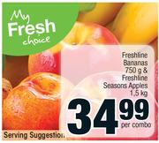 Freshline Bananas 750g And Freshline Seasons Apples 1.5Kg-Per Combo