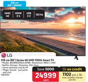 LG 86" (218cm) Series 4K UHD 120Hz Smart TV 86UR80006LA.AFBB