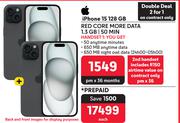 2 x Apple iPhone 15 128GB-On 1.3GB Red Core More Data