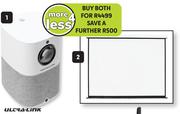 Ultra Link Smart Projector + Ultra Link 1500 x 1500mm Pull Down Screen UL-PS004-Both For