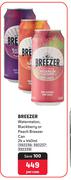 Breezer Watermelon, Blackberry Or Peach Breezer-24 x 440ml Per Case