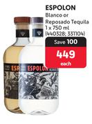 Espolon Blanco Or Reposado Tequilla-750ml Each