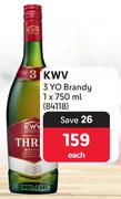 KWV 3 Yo Brandy-750ml Each