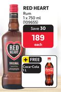 Red Heart Rum-750ml Each