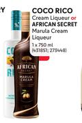 Coco Rico Cream Liqueur Or African Secret Marula Cream Liqueur-For 2 x 750ml