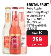Brutal Fruit Ruby Apple,Strawberry Rouge Or Litchi Seche Spritzer NRBs-24 x 275ml Per Case