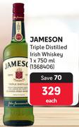 Jameson Triple Distilled Irish Whisky-750ml Each