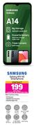 Samsung Galaxy A14 4G Smartphone-On 1.2GB Red Top Up Core More Data