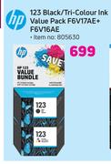 HP 123 Black/ Tri Colour Ink Value Pack F8V17AE+F6V16AE