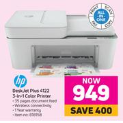 HP Deskjet Plus 4122 3 In 1 Color Printer 