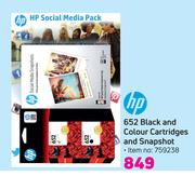 HP 652 Black & Colour Cartridges & Snapshot
