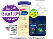 Vaseline Body Lotion Or Cream Assorted-For 2 x 400ml