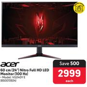 Acer 60cm (24") Nitro Full HD LED Monitor 100Hz VG240Y E
