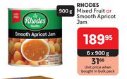 Rhodes Mixed Fruit Or Smooth Apricot Jam-6 x 900g