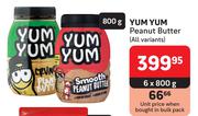 Yum Yum Peanut Butter (All Variants)-6 x 800g