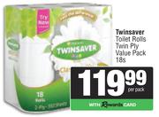 Twinsaver Toilet Rolls Twin Ply Value Pack-18 Per Pack