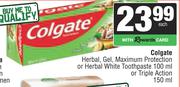 Colgate Herbal, Gel, Maximum Protection Or Herbal White Toothpaste 100g Or Triple Action 150g-Each