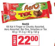 Nestle Kitkat 4 Finger Or Chunky, Aero, Bar One, Smarties Or Tex-For Any 2x40g/41.5g/42g/52g