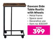 Dawson Side Table Rustic With Wheels