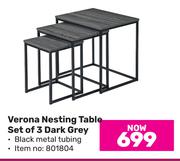 Verona Nesting Table Set Of 3 Dark Grey